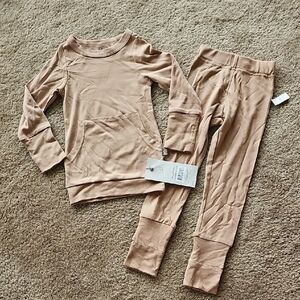 Goumi Kids Bamboo All Day Jogger Set Pajamas Size 4T Tan